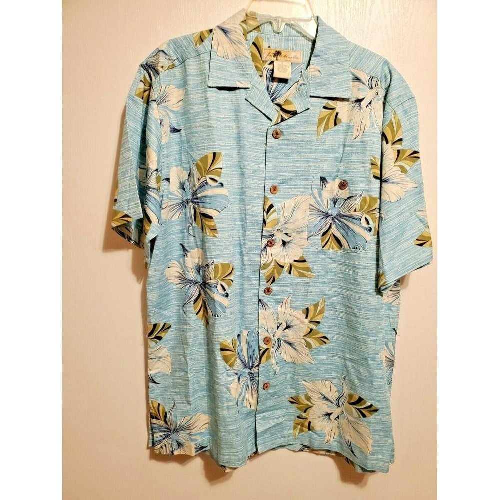 Joe Marlin Men's Button Up Shirt Teal Tropical Pri